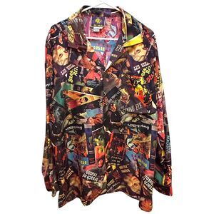 1980s Novelty Blouse Size 4 -  PK Mui 100% Silk Classic Movie Posters